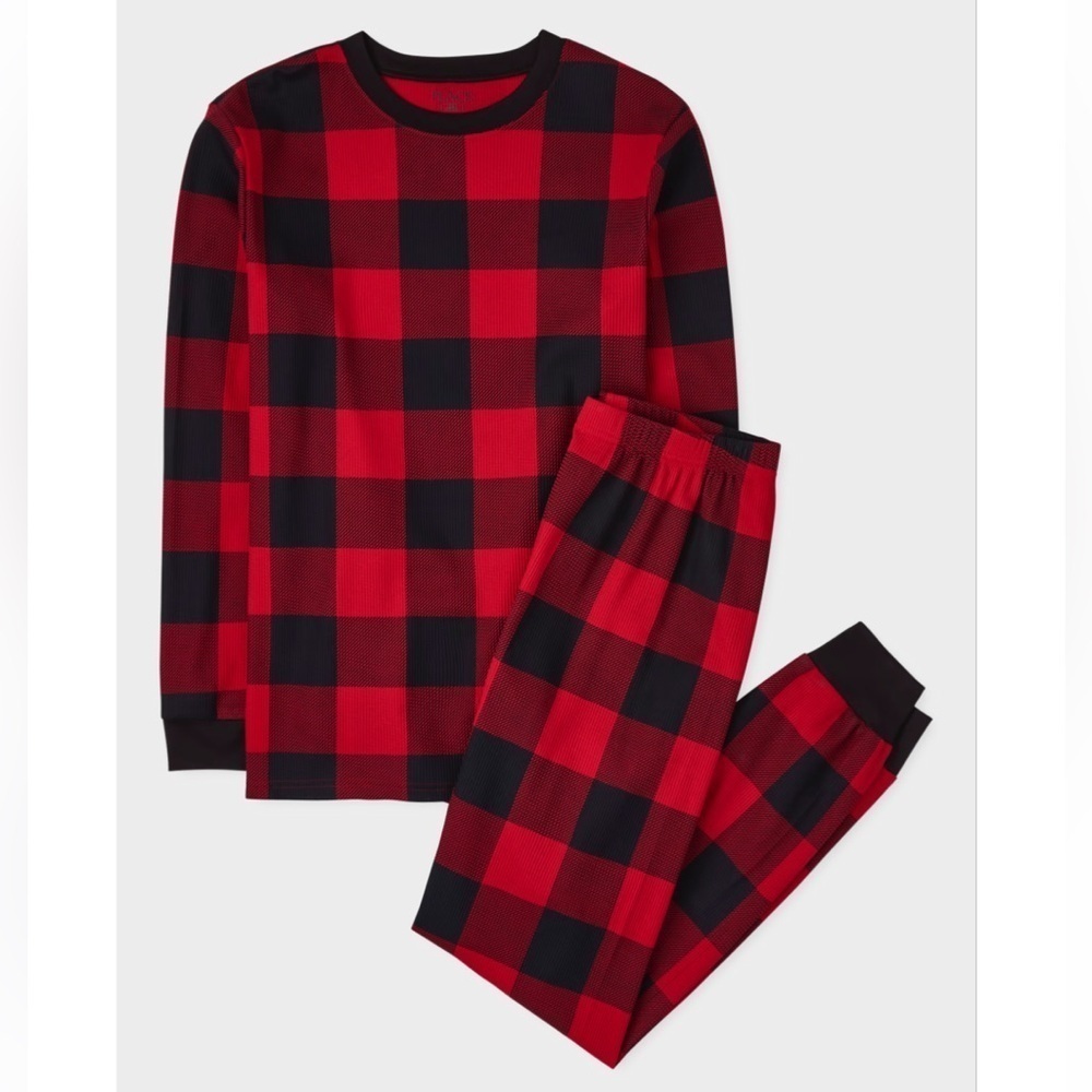 PJ Place Men’s Red Black Thermal Buffalo Plaid Cotton Pajama Set XXL NWT